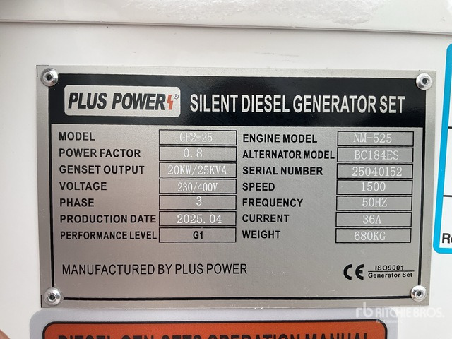 2025 Plus Power GF2-25 25 kVA (Unused) Generator Set - Generator set: picture 2 2025 Plus Power GF2-25 25 kVA (Unused) Generator Set - Generator set: picture 2