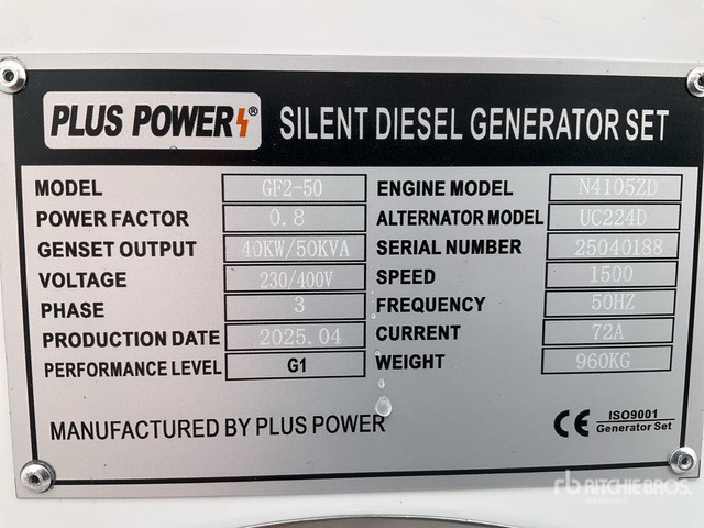 2025 Plus Power GF2-50 50 kVA (Unused) Generator Set - Generator set: picture 2 2025 Plus Power GF2-50 50 kVA (Unused) Generator Set - Generator set: picture 2
