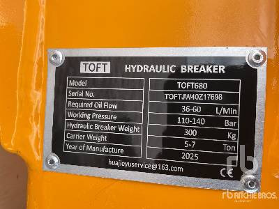 TOFT TOFT680 (Unused) - Hydraulic hammer: picture 5 TOFT TOFT680 (Unused) - Hydraulic hammer: picture 5