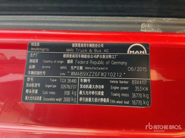 2015 MAN TGX 28.480 6x4 T/A Sleeper Truck Tractor - Tractor unit: picture 1 2015 MAN TGX 28.480 6x4 T/A Sleeper Truck Tractor - Tractor unit: picture 1