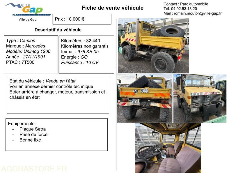 CAMION MERCEDES UNIMOG 1200 - Dropside/ Flatbed truck: picture 1 CAMION MERCEDES UNIMOG 1200 - Dropside/ Flatbed truck: picture 1