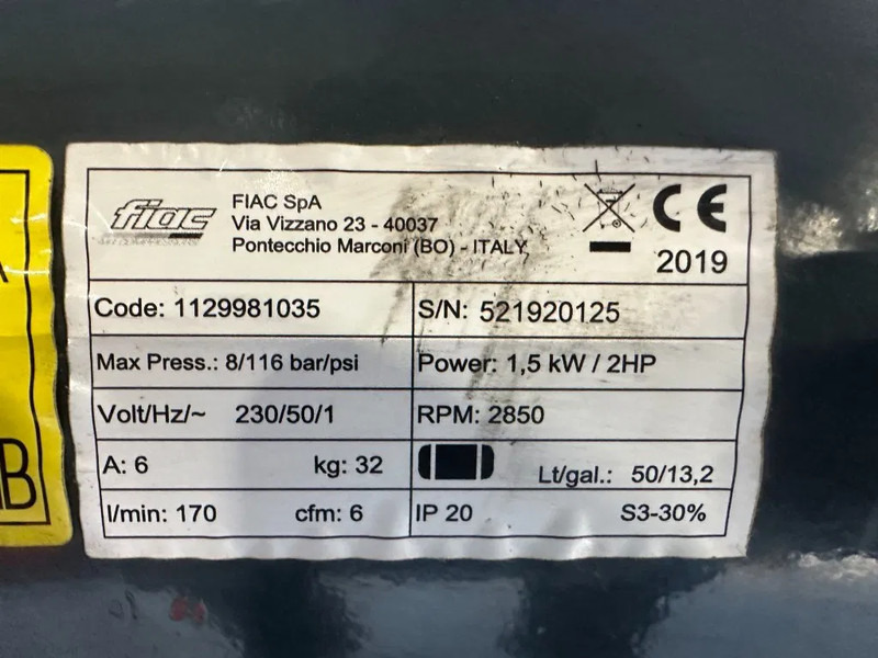 Airmec FIAC 2 PK 170 L / min 8 Bar Elektrische Zuigercompressor Overstock - Air compressor: picture 3 Airmec FIAC 2 PK 170 L / min 8 Bar Elektrische Zuigercompressor Overstock - Air compressor: picture 3