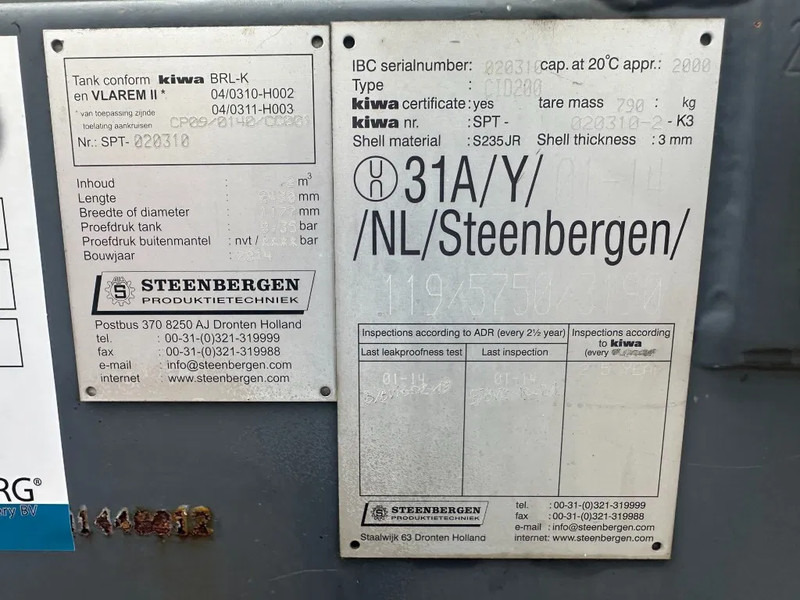 IBC Steenbergen Kiwa IBC 2000 liter dieseltank met 230v pomp Milieutank - Storage tank: picture 3 IBC Steenbergen Kiwa IBC 2000 liter dieseltank met 230v pomp Milieutank - Storage tank: picture 3