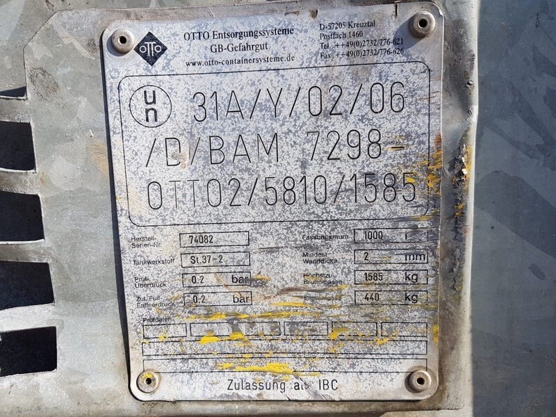 OTTO 1000 liter dieseltank IBC Gegalvaniseerd as New ! - Storage tank: picture 4 OTTO 1000 liter dieseltank IBC Gegalvaniseerd as New ! - Storage tank: picture 4