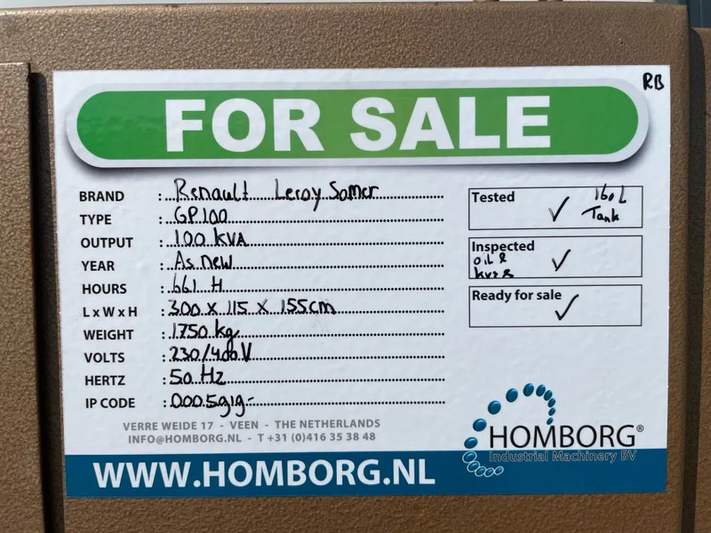 Generator set Renault Leroy Somer 100 kVA generatorset ex Emergency 66,1 hours: picture 10