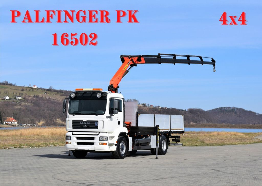 Crane truck, Dropside/ Flatbed truck MAN TGA 18.440 Pritsche 6,50m + KRAN + FUNK/ 4x4: picture 1