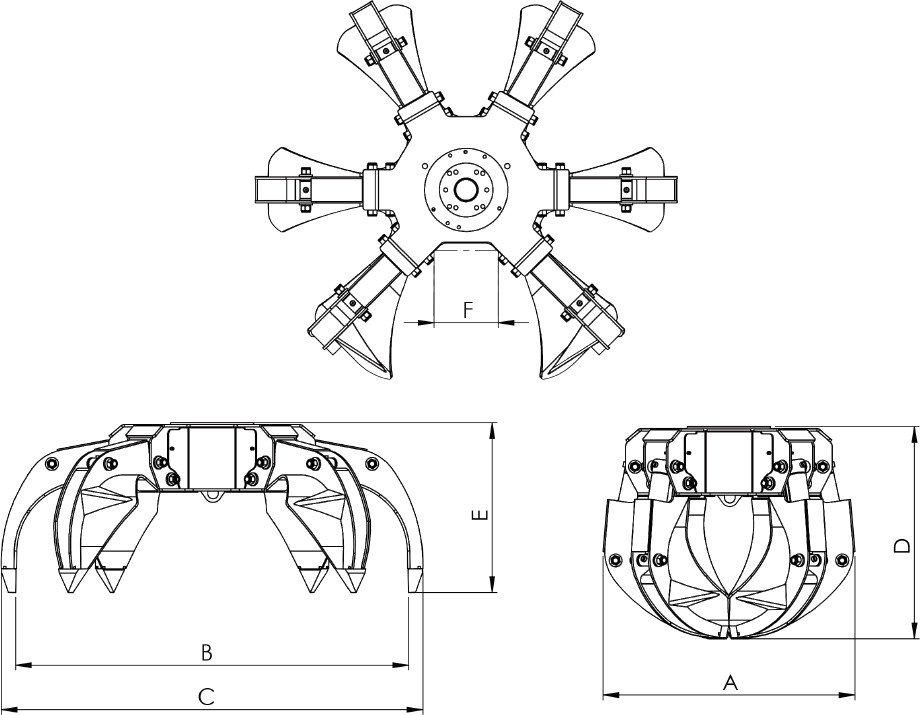 Asymmetric polyp grabs PLP-Z 320/6 - Grapple for Loader crane: picture 3 Asymmetric polyp grabs PLP-Z 320/6 - Grapple for Loader crane: picture 3