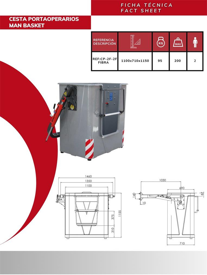 Man Basket + Connection Coupler OF-CP-2F2F+A - Attachment for Loader crane: picture 3 Man Basket + Connection Coupler OF-CP-2F2F+A - Attachment for Loader crane: picture 3