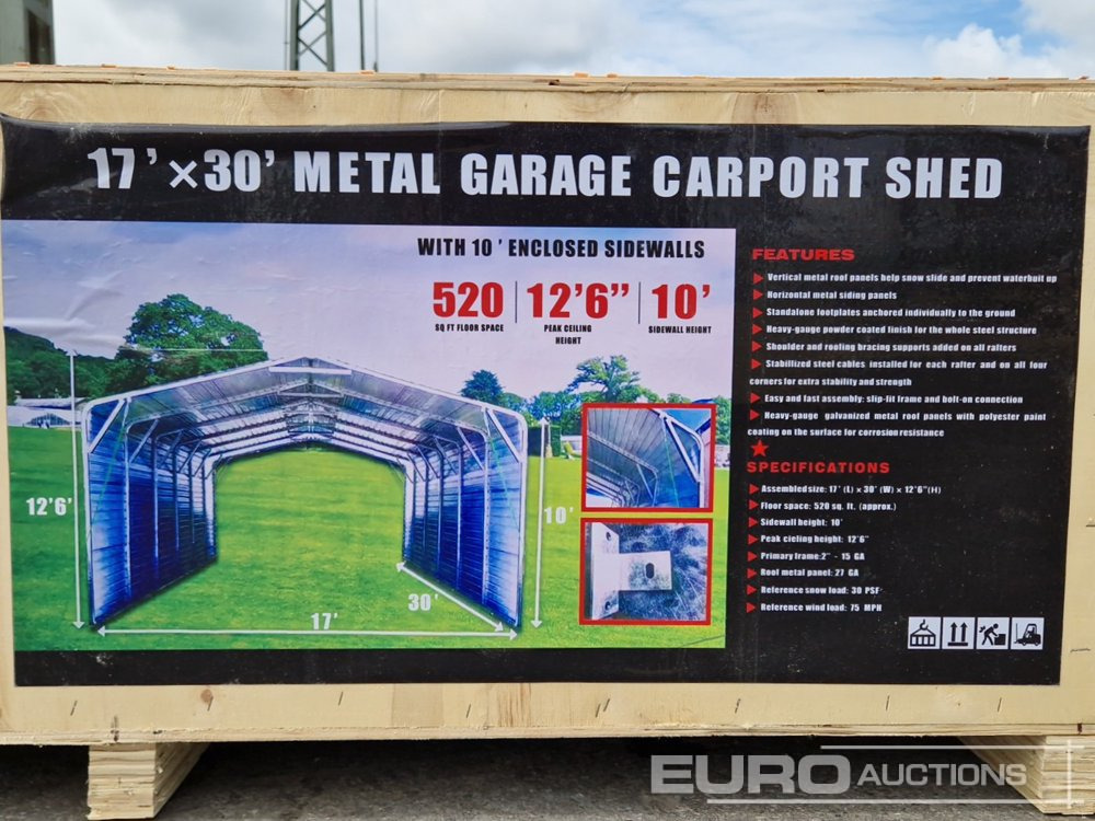 Unused 2025 17'x30' Metal Garage Carport Shed in 2.1x1x0.6m Transport Box - Construction container: picture 2 Unused 2025 17'x30' Metal Garage Carport Shed in 2.1x1x0.6m Transport Box - Construction container: picture 2