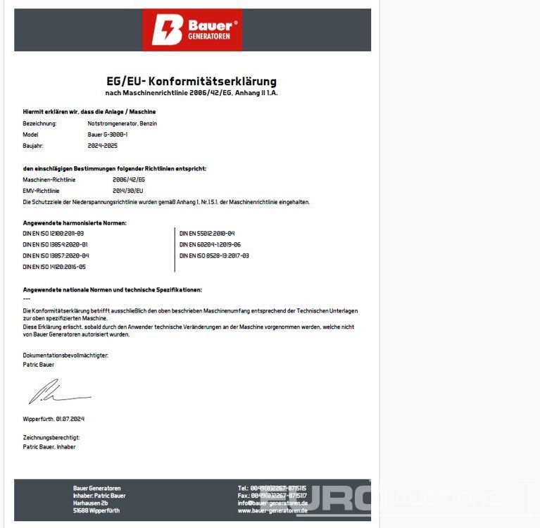 Generator set Unused Bauer G-3000-1: picture 9