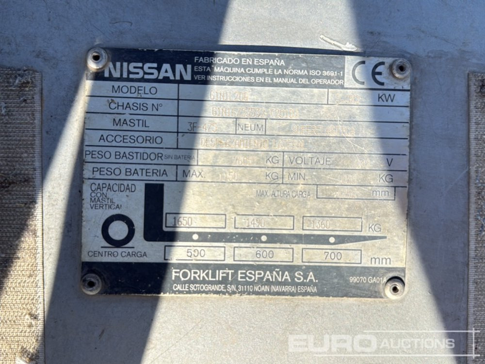 Electric forklift 2010 Nissan G1N1L20Q: picture 26