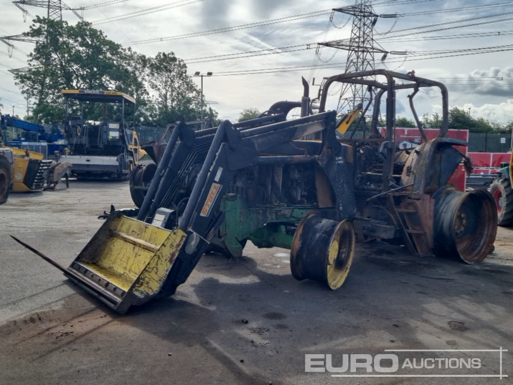 John Deere 4WD Tractor, Loader, 3 Spool Valves (Fire Damaged) - Farm tractor: picture 1 John Deere 4WD Tractor, Loader, 3 Spool Valves (Fire Damaged) - Farm tractor: picture 1
