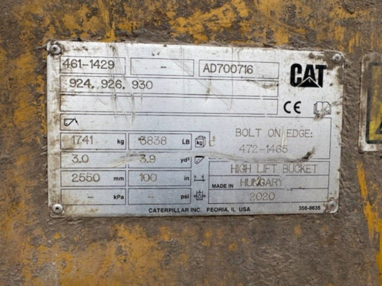 CAT GODET/924/926/930/461-1429/3M3/2550MM - Bucket: picture 5 CAT GODET/924/926/930/461-1429/3M3/2550MM - Bucket: picture 5