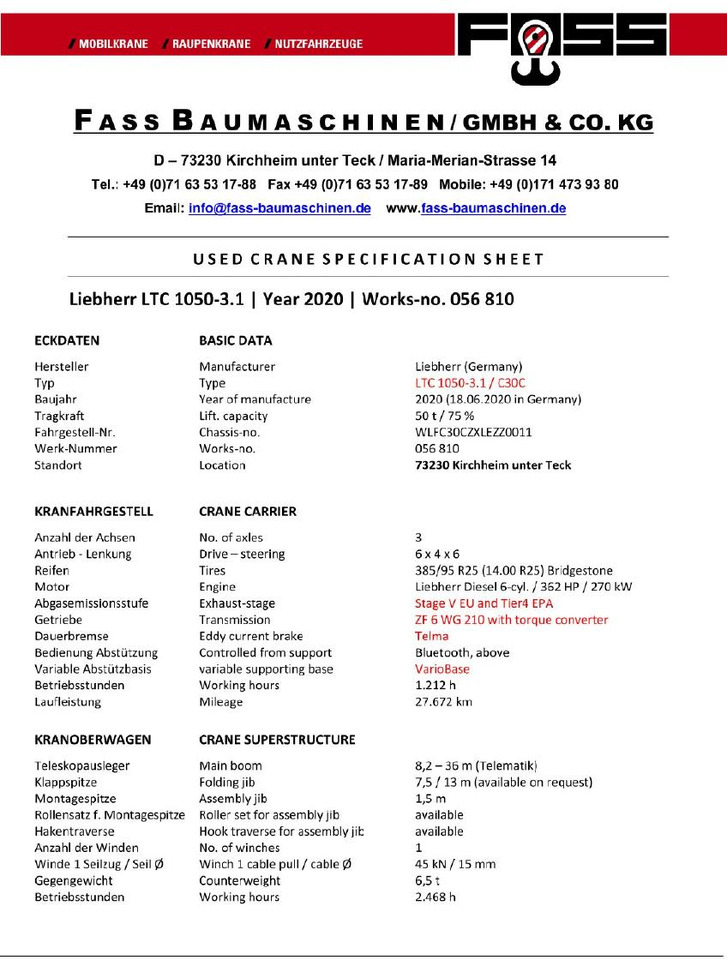 Mobile crane Liebherr LTC 1050-3.1 | VarioBase | Telematik: picture 15 Mobile crane Liebherr LTC 1050-3.1 | VarioBase | Telematik: picture 15