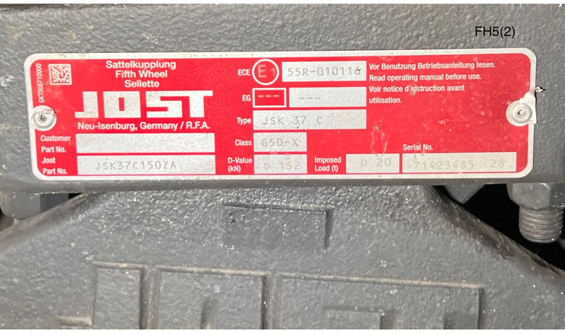 Jost JSK 37 C - Fifth wheel coupling: picture 2 Jost JSK 37 C - Fifth wheel coupling: picture 2